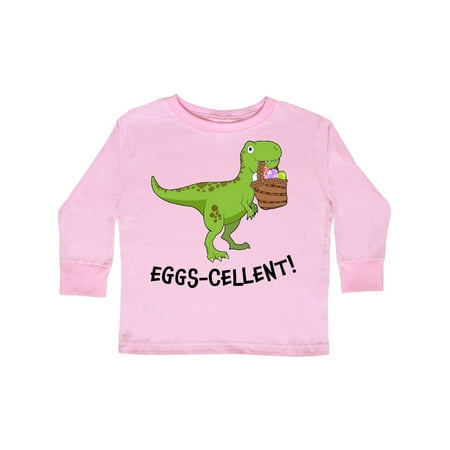 

Inktastic Eggs-cellent! Cute Easter T-Rex Dinosaur Gift Toddler Boy or Toddler Girl Long Sleeve T-Shirt