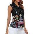 thumbnail image 4 of Whosucclay Skull Mushroom Golf Shirts for Women for Ladies, Sleeveless Women's Golf Shirt Half Zip Collar Easy Clean Golf Sleeveless Top, 4 of 7