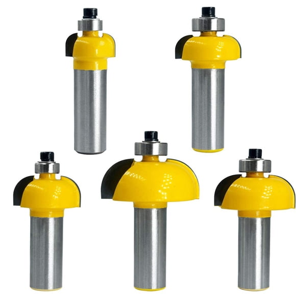 Ensemble de 5 Pcs d'Embouts de Routeur à Corps de Corps de 1/2 Po, Moulure de Routeur, Embouts de Routeur à Courbure, Ensemble d'Embouts de Routeur à Courbure pour le Travail du Bois / 1/8 Pouces, 1/4 Pouces, 5/16 Pouces, 3/8 Pouces, Courbure de 1/2 Pouces