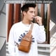thumbnail image 2 of Riñonera impermeable a la moda para hombre, bandolera, bolso antirrobo de PU (marrón) Tmvgtek Oficina Multiescena Multifunción, 2 of 9