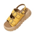 thumbnail image 2 of Norvail Womens Thick Platform Sandals with Adjustable Double Strap, Soft Footbed with Back Strap, Arch Support Summer Beach Slip On Leather Flat Sandals, Walking Sandals for Women With Arch, 2 of 4