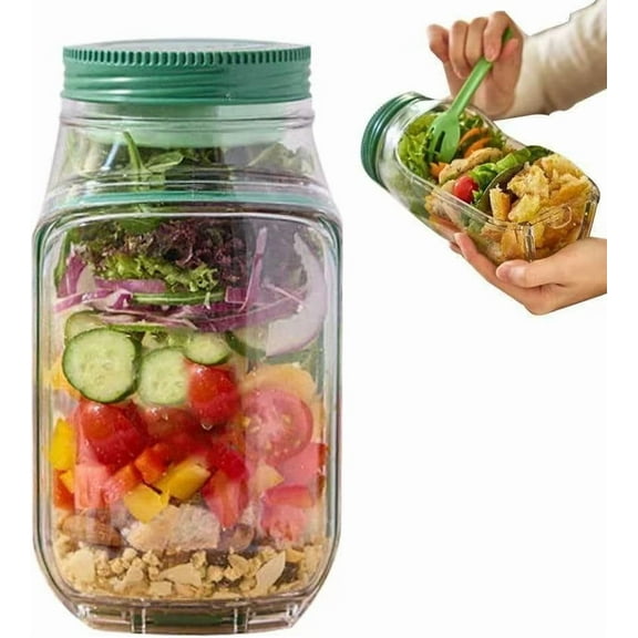 The Original Salad Pod, Portable Salad Jar,Salad Container Side Open with Lid, Suitable for Work, Outdoor, Travel