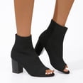 thumbnail image 4 of SACFOF Peep Toe Booties for Women Knit Pointed Toe Chunky Block Heels Breathable Sandals Summer Casual Slip On Dress Sock Booties US5-11, 4 of 6