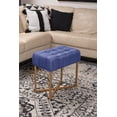 thumbnail image 3 of BirdRock Home Rectangular Tufted Blue Foot Stool Ottoman with Pale Gold Legs, 3 of 7
