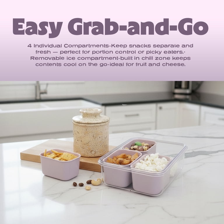 Cook with Color 4-Compartment Mini Snack Box Food Storage Carrier