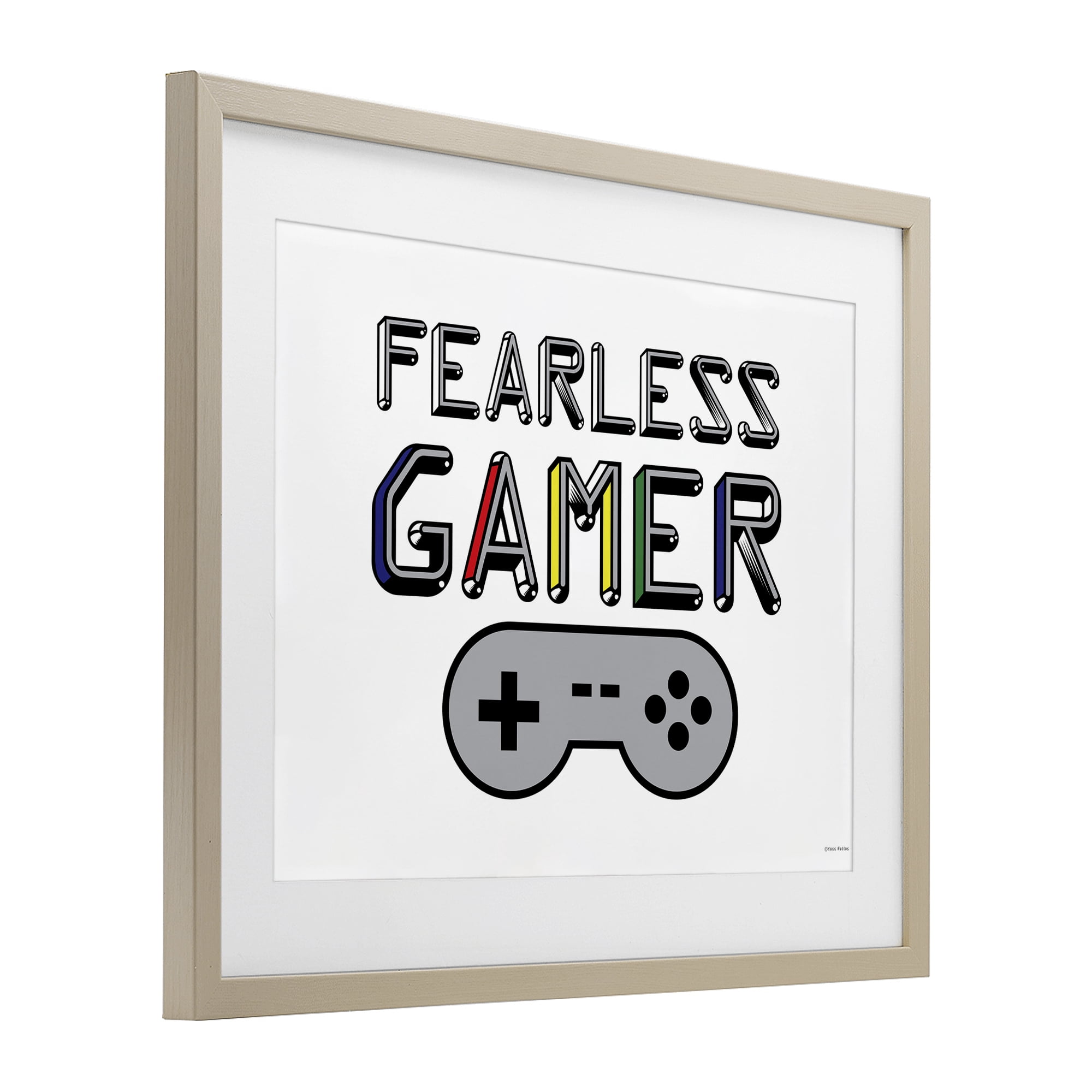 Stupell Industries Fearless Gamer Retro Birch Framed Print Under Glass, design by Yass Naffas Designs