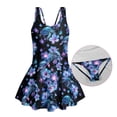 thumbnail image 6 of Uourmeti Glowing Blue Sea Turtle & Hibiscus Floral Print Girls Skirted One Piece Swimsuit Quick Dry Stretch Swim Dress for Beach & Pool, 6 of 8