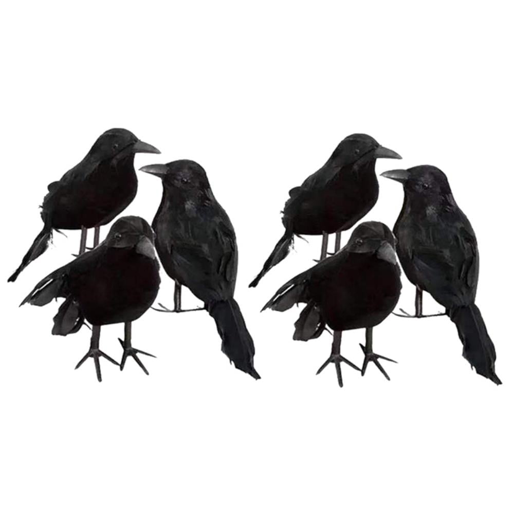 6 Pieces Halloween Black Crows Feathered Crows Halloween Decorations
