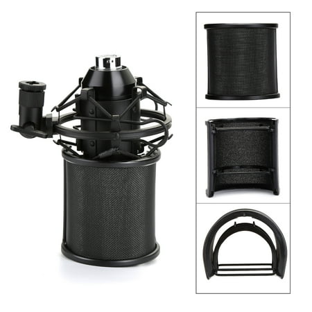 Agptek Microphone Pop Filter Three-Layer Foams Windscreen Cover for Youtube Video Vocal Recording