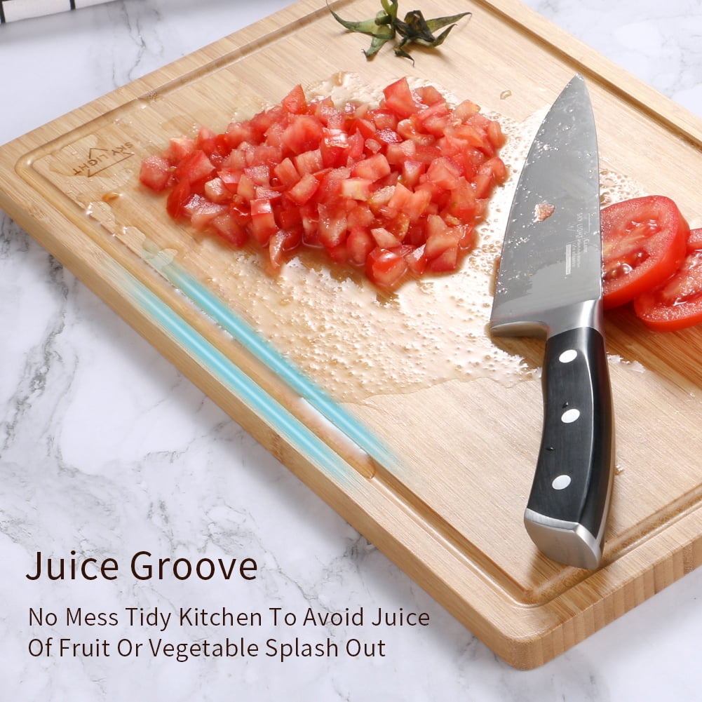 NNR Kitchen Cutting Board Round Corner Cutting Board Wooden Chopping Board  with Juice Groove Kitchen Cutting Board for Meat Fish Vegetable Cheese