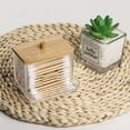 thumbnail image 5 of Dispensador de hisopos de algodón, recipiente para baño, frasco de boticario con tapa de madera, 1 unidad, 5 of 5