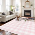 thumbnail image 2 of Large Area Rugs for Living Room Bedroom, Pink Easter 8'x10' Rug Washable Carpet Runner Indoor Outdoor, Bunny Tulip Checkered Elegant Pastoral Non Slip Floor Mats Rug for Kitchen, Patio, 2 of 8