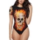 thumbnail image 1 of Balery Satanic Skull Body de cuello redondo de manga corta para mujer Tops de manga corta Tops básicos-XX-Large, 1 of 7