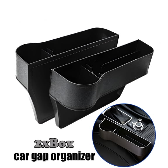 RIONIMA 2 Pack Car Seat Gap Filler Organizer with Cup Holder Front Seat Organizer Storage Box Gaps Between Car Seats