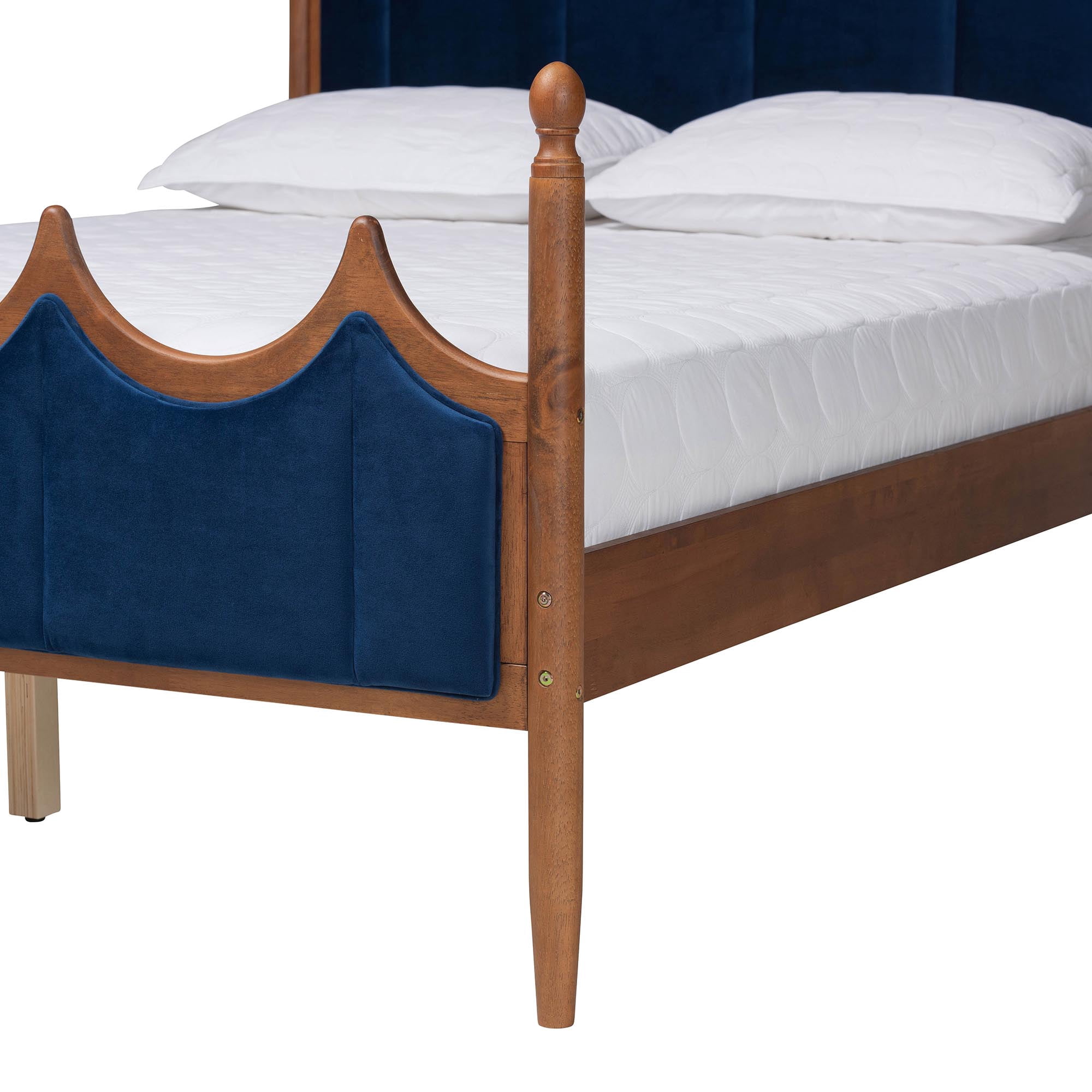 Baxton Studio Calgary Retro-Modern Platform Bed, Queen, Walnut Brown