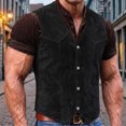 thumbnail image 3 of Vintage Western Cowboy Suit Vest for Men Sleeveless Casual V Neck Button Down Waistcoat Jacket, 3 of 6