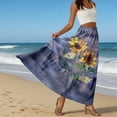 thumbnail image 6 of Floral Maxi Skirt for Women Elastic Waist Flowy Tiered Long Skirt with Pockets Beach Skirts Vacation Outfits, 6 of 6
