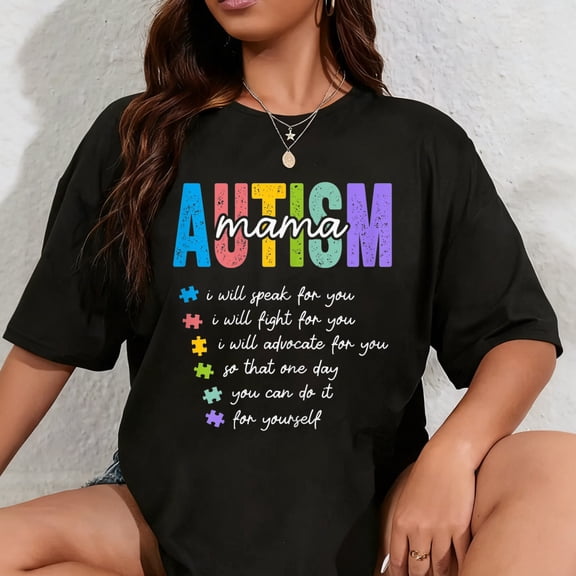100% Cotton Autism Mama I Will Fight For You Until You Can Autism Mom T-Shirt