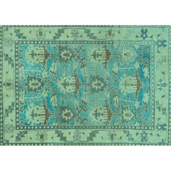 Ahgly Company Indoor Rectangle Oriental Light Blue Traditional Area Rugs, 8' x 12'