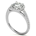 thumbnail image 4 of Solitaire Brilliance 1Ct Cushion Moissanite Engagement Halo Pave Ring 18K White Gold Plated, 4 of 7