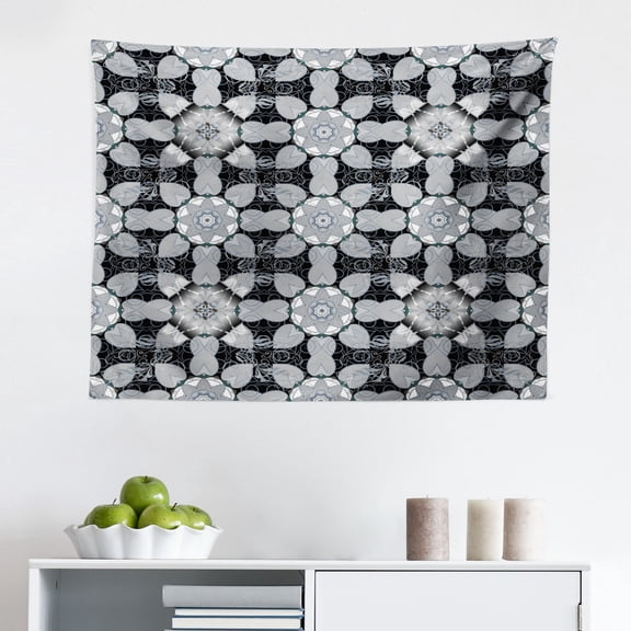 Black and Grey Tapestry, Detailed Herringbone Pattern on Repeat Zigzags Striped, Fabric Wall Hanging Decor for Bedroom Living Room Dorm, 2 Sizes, Dimgray Charcoal Grey, by Ambesonne