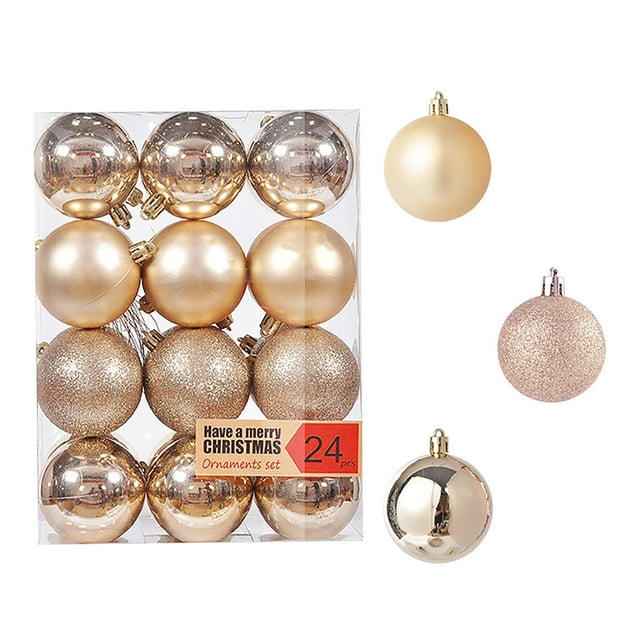 Horkkom Christmas Balls Christmas Tree Decorations Christmas Balls 24 Hanging Decorations Christmas Plastic Balls Electroplating Decoration Hanging Decoration Set 24pc 3cm 9*12*6