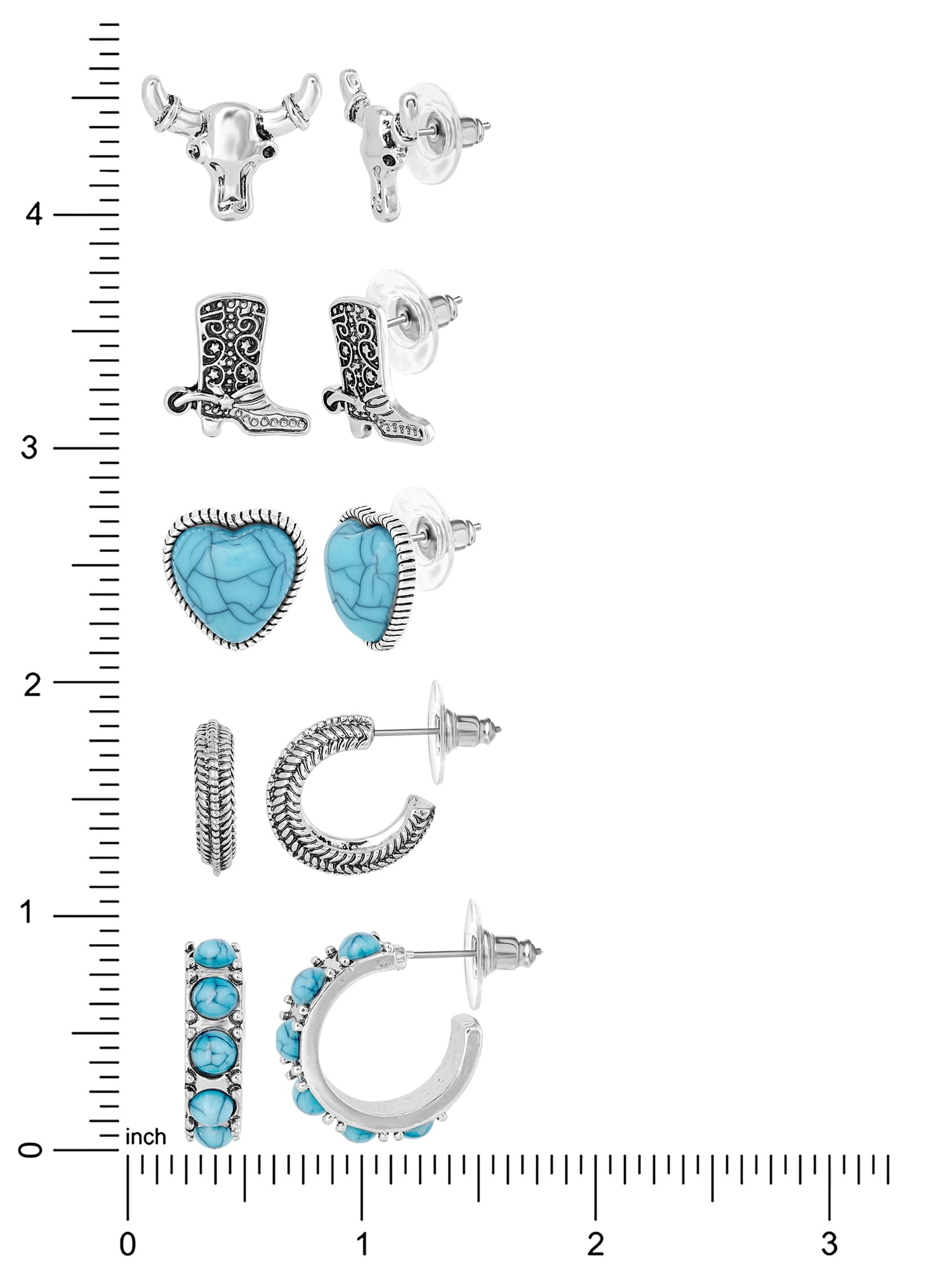Jessica Simpson Women’s Faux Turquoise Earrings Set, 5 Pairs