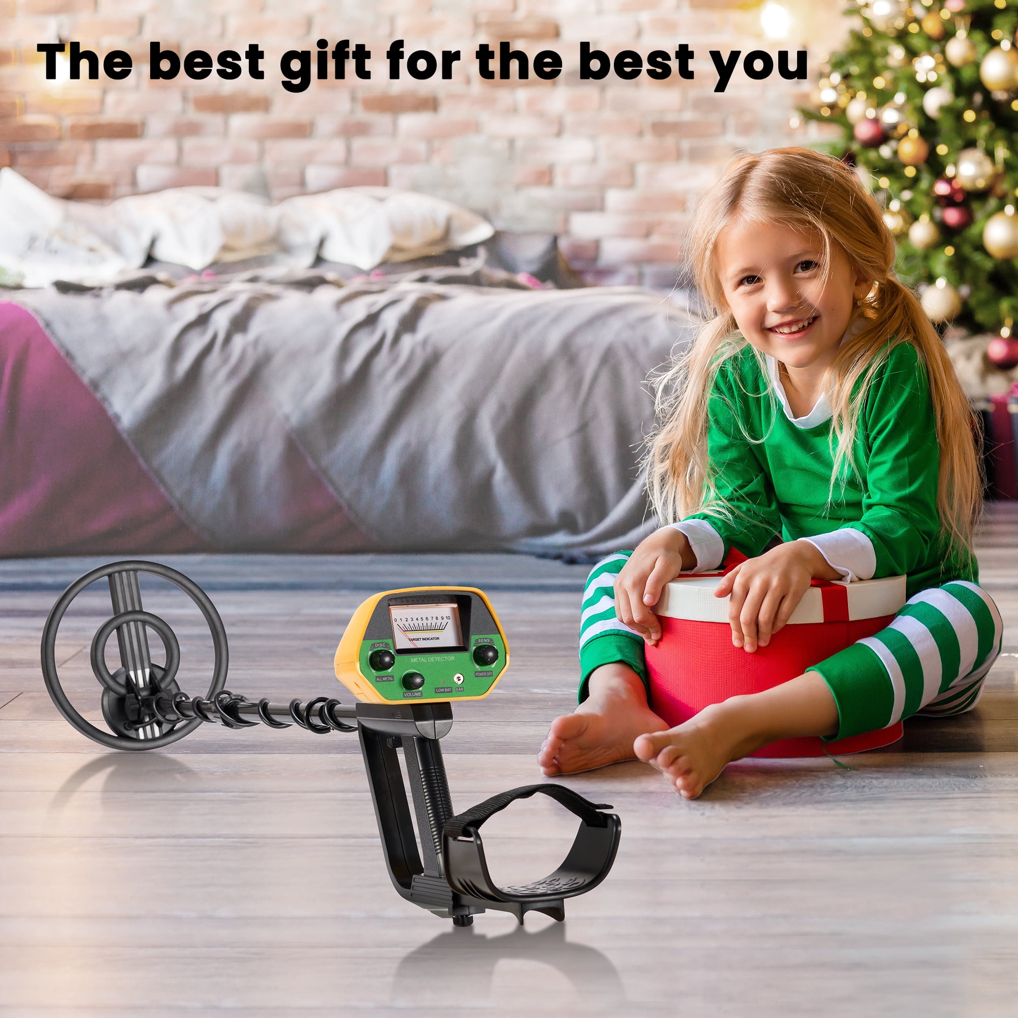 Naipo Metal Detector, Adjustable 30" to 42" Metal Detector for Kids with LED Display Lightweight Kids Metal Detector Kit with 8” Waterproof Search Coil, Gift for Boys & Girls, Green