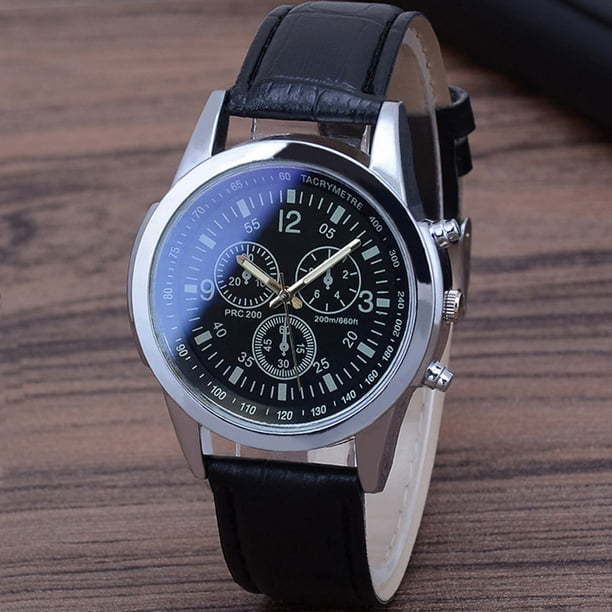 Reloj de cuarzo para hombre, reloj deportivo de cuarzo con disco multipuntero y correa de cristal azul claro para mujer.