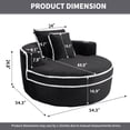 thumbnail image 6 of Leumius Oversized Round Chaise Lounge Chair Indoor, Upholstered Sofa Bed With Deep Seat and Cupholders,Cozy Boneless Chaise with High Density Memory Foam for Living Room,No Assembly,Black, 6 of 10
