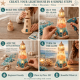 thumbnail image 4 of DIY Lighted Sea Glass-Style Lighthouse Kit Collection, DIY Sea Glass Lighthouse Kit with Pieces & Guide, Adults Craft Kit, Handmade Ocean Beach Decor Gift for Craft Lovers, 4 of 9