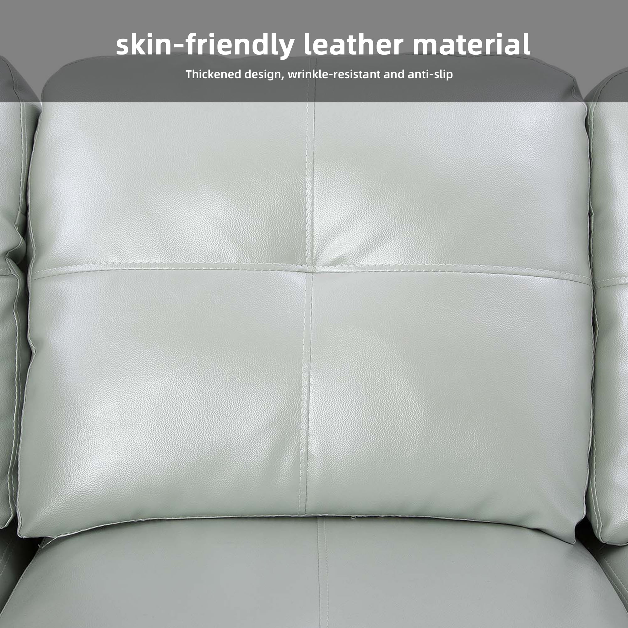 MAYEERTY PU Synthetic Leather 3-Piece Couch Living Room Sofa Set，Silver Green