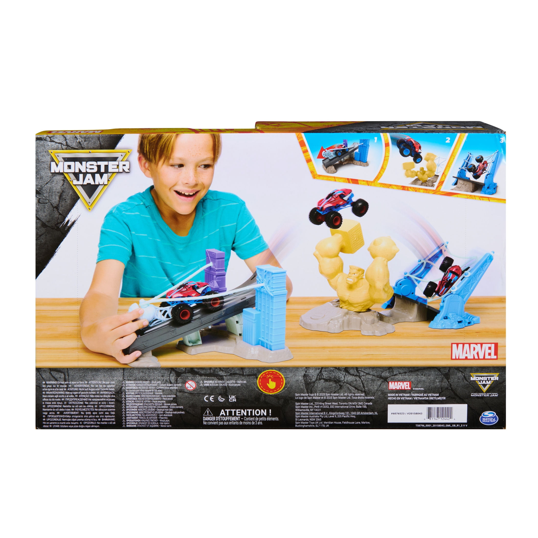 Monster Jam Spiderman Sandman City Battle Playset for Kids 3 and up