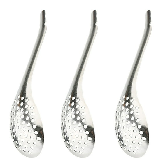 Omeite 1 Set 3 Pcs Stainless Steel Caviar Spoons Strainers Spherification Spoons (Silver)