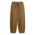 thumbnail image 6 of ClodeEU Women's Linen High Waisted Drawstring Pants with Pockets ,Casual Loose Fit Summer Vacation and Work Trousers Brown,Women's Plus XXL, 6 of 9