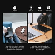 Huion H640P 6.3 x 3.9 inch Graphics Drawing Tablet, 8192 Pressure Sensitivity, 6 Press Keys, Black, Work with Mac, PC & Mobile