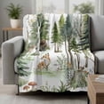 thumbnail image 2 of Green Forest Blanket Soft Cozy Warm Throw Blanket for Couch, Plush Fuzzy Flannel Fleece Blankets for Sofa, Animals Modern Art Watercolor Bed Blankets Lightweight Gifts for Women, 30"x40", 2 of 9