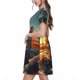 thumbnail image 2 of Easygdp Cool Cat Driving Sunset para Vestido Transpirable de Mujer, Vestido Suelto de Manga Corta con Pliegues y Bolsillos para el Verano, 2 of 6