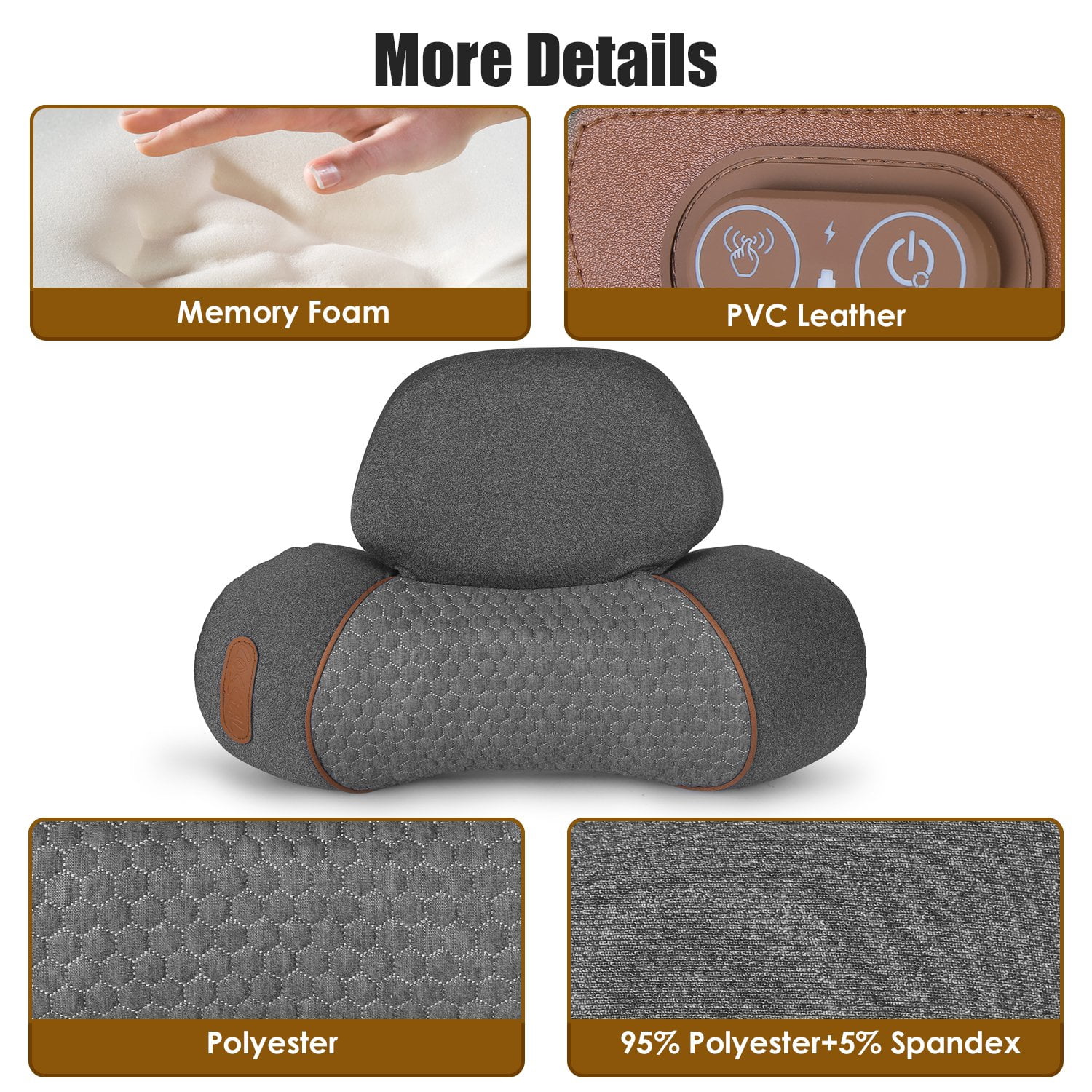3-in-1 Neck Massager Pillow with Vibration, Airbag & Heating, Ergonomic Cervical Support for Pain Relief, Portable