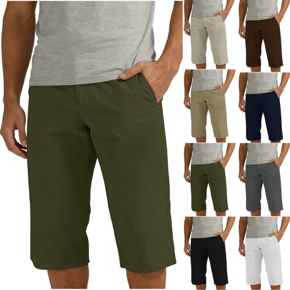 YOIAVAIOY Mens Bermuda Capri Pants Lightweight Casual Solid Pants Outdoor Workout Running Capris Dark Gray M