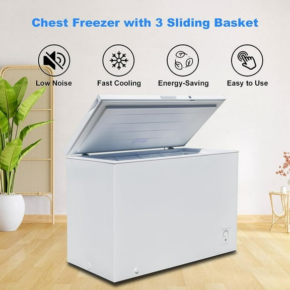 Smad Chest Freezer 10.5 Cu.Ft Large Deep Freezer Adjustable Thermostat Low Noise