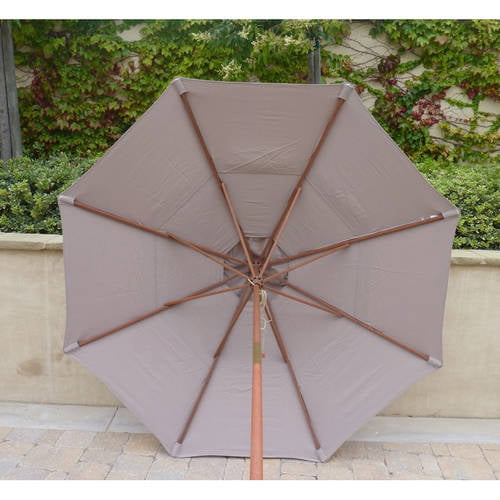 Canopy Only Double Vented Patio Replacement Umbrella Canopy 9ft 6 Rib Taupe 