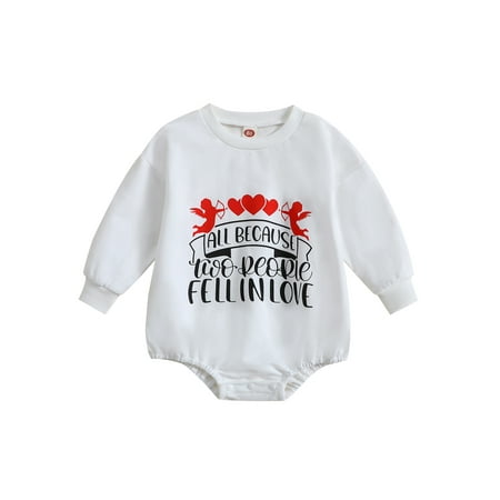 

Newborn Baby Girl Boy Crewneck Oversized Sweatshirt Long Sleeve Valentines Day Tops Bodysuit Romper Fall Outfits Clothes