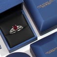 thumbnail image 5 of Gem Stone King 925 Sterling Silver Red Rhodolite Garnet and White Moissanite 3 Stone Engagement Ring for Women | 1.43 Cttw | Oval 8X6MM | Round 2MM | Gemstone January Birthstone | Size 8, 5 of 6