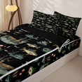thumbnail image 3 of Erosebridal Vintage Bass Fish Pattern Zipper Queen Comforter Set with Fitted Sheet and 2 Pillowcases,Fisherman Scenery Print Zipper Bedding Set,Sage Green Black,Black Reversible, 3 of 6