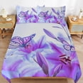 thumbnail image 6 of 3 Pcs Soft Bedding Set, Includes 1 Duvet Cover with Zipper And 2 Pillow Shams,Purple Butterfly King(102"×90"), 6 of 8