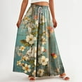 thumbnail image 4 of WTOBBY Women's High Waisted Wide Leg Pants Summer Casual Flowy with Pockets and Floral Print,Beach Trousers Designed for Hot Weather Comfort, Breezy Days and Sun Protection in Style,Light Blue XL, 4 of 4