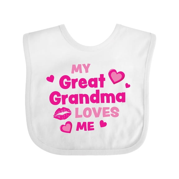 Inktastic Valentine's Day My Great Grandma Loves Me Hearts and Lips Boys or Girls Baby Bib