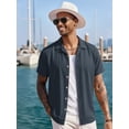 thumbnail image 4 of RICHCOIN Mens Linen Shirts Cuban Hawaiian Shirts Short Sleeve Button Down Casual Summer Beach Tops, 4 of 6