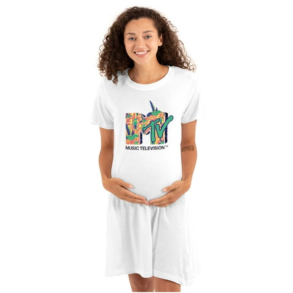 Retro MTV Tropical Hummingbird Logo Women's Maternity Dress Brisco Brands M